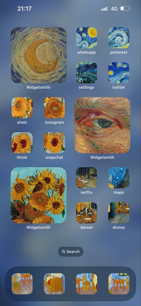 Van Gogh theme Vincent Van Gogh Aesthetic Icons, Art Vangogh Aesthetic, Vincent Van Gogh Widget, Van Gogh Iphone Theme, Sunflower Phone Theme, Aesthetic Wallpaper Vangogh, Van Gogh Homescreen, Van Gogh Phone Theme, Van Gogh App Icons