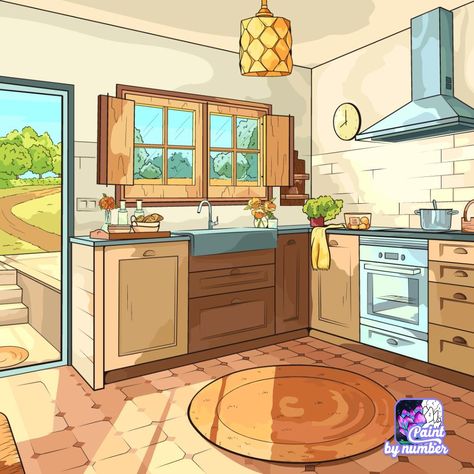 Kitchen Cartoon, Kitchen Background, Drawing Scenery, Kitchen Drawing, Background Sticker, Relaxing Art, Landscape Art Painting, Vector Art Illustration, Beautiful Landscape Wallpaper