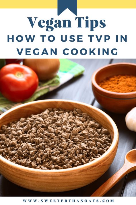 Using TVP (textured vegetable protein) in vegan cooking is a great way to add protein and a meat-like texture to your dishes. To use TVP, start by rehydrating it in hot water or vegetable broth. This will allow the TVP to absorb the liquid and become soft and chewy. Once rehydrated, you can use TVP in a variety of recipes. It can be added to chili, spaghetti sauce, tacos, or even used as a meat substitute in burgers or meatballs. Vegetable Protein Recipes, Seitan Burger, Tvp Recipes, Textured Vegetable Protein, Chili Spaghetti, Vegan Moussaka, Eating Cereal, Plant Based Lunch, Vegan Beef