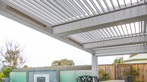 Opening Roofs - LouvreTec Melbourne Unique Outdoor Spaces, Courtyard Gardens, Courtyard Gardens Design, Retractable Roof, Pergola Attached To House, Entertaining Space, Gardens Design, Pergola With Roof, Pergola Patio