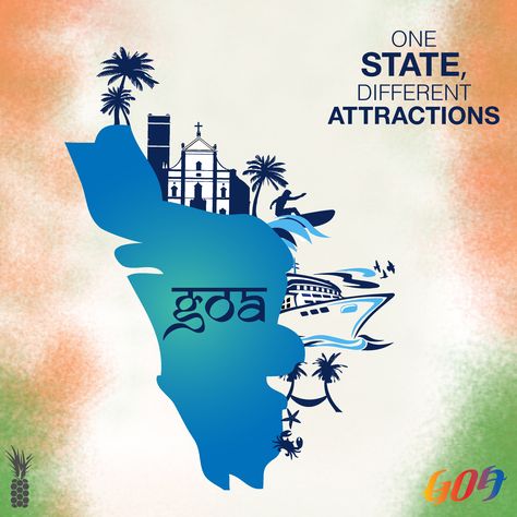 Go Goa! Beaches, Sun and lotsa Fun! Goa, perceived as a beach destination has lot more to offer like rich heritage and culture, architecture, churches, cuisines, etc. making it a place with the most contrasts in a limited space. Goa Culture Illustration, Goa Illustration, Goa Poster, Goa Culture, Captain Illustration, Indian Logo Design, Goa Tourism, Insta Logo, Goa Beaches