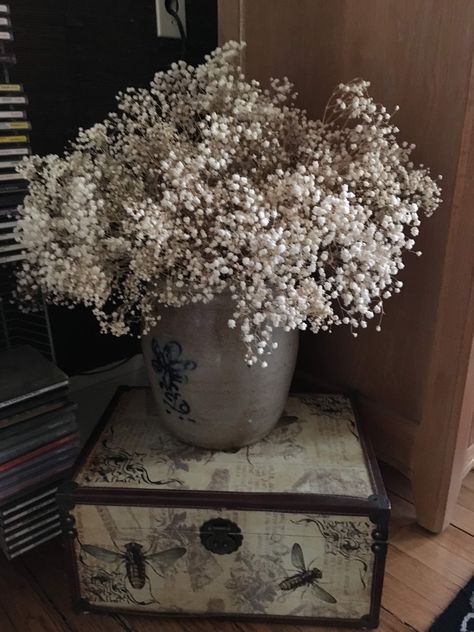 Recycled dried baby’s breath flower Dried Baby Breath Decor, Dried Baby Breath, Clear Vases, Dried Florals, Baby Breath, Baby S Breath, Floral Arrangement, Baby Nursery, Flower Vases