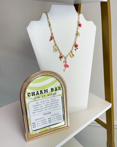 SOFT LAUNCH 💕✨🦋 We are now taking custom charm bar orders, comment or message us ✨they will be available online soon! #charmbar #charmnecklaces #charmbracelets #boutiques #onlineboutiques Charm Bar Set Up, Charm Bar Display, Charm Bar, Soft Launch, Bar Display, Bar Displays, Custom Charms, 18th Birthday, Online Boutiques