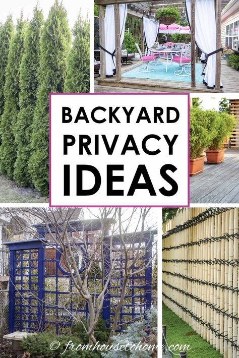 If your neighbors live too close for comfort, try out these backyard privacy ideas for screening the view of your yard, deck or patio. #fromhousetohome #gardenprivacy #gardendesign #gardenstructures #springinspiration Backyard Privacy Ideas, Wisteria Trellis, Privacy Ideas, Garden Escape, Yard Deck, Patio Privacy, Privacy Fence Designs, Privacy Landscaping, Too Close For Comfort