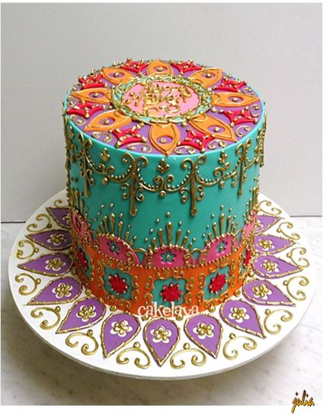 Moroccan Cake, Mehndi Cake, Henna Cake, Indian Cake, Bollywood Party, Gateaux Cake, Take The Cake, Cool Cakes, Gorgeous Cakes