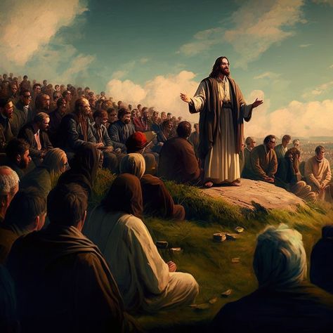 Jesus Christ Lds, The Sermon On The Mount, Jesus Background, Christian Drawings, Biblical Artwork, Sermon On The Mount, Christ Artwork, Jesus Praying, Jesus Christ Artwork