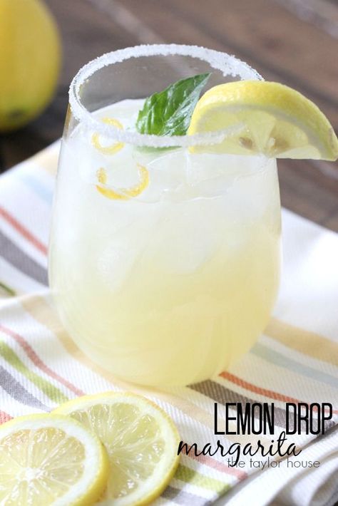 Lemon Drop Margarita with Candy Lemon Peel #createwithcrisp- The Taylor House Candied Lemon Peel, Gin Cocktail Recipes, Vodka Cocktails Recipes, Gin Drinks, Candied Lemons, Best Cocktail Recipes, Margarita Recipes, Lemon Peel, Healthy Smoothie