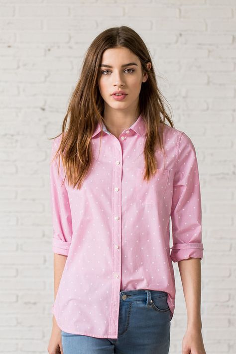 CAMISA ROSA TOPITOS, rojo, hi-res Fall Outfits Pink, Winter Outfits 2019, Casual Oufits, Look Rose, Black Leggings Outfit, Outfit Primavera, Outfit Mujer, Outfits Spring, Pinterest Outfits