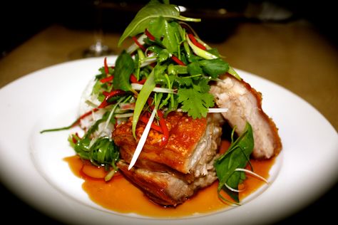 Crispy Pork Belly with Asian Style Caramel Sauce and Herb Salad http://emsfoodforfriends.com.au/crispy-pork-belly-with-asian-style-caramel-sauce-and-herb-salad/ Asian Pork Belly Recipes, Pork Belly Recipes Easy, Asian Pork Belly, Food For Friends, Friends Recipe, Asian Slaw Recipe, Pork Belly Recipes Crispy, 5 Course Meal, Healthy Chinese