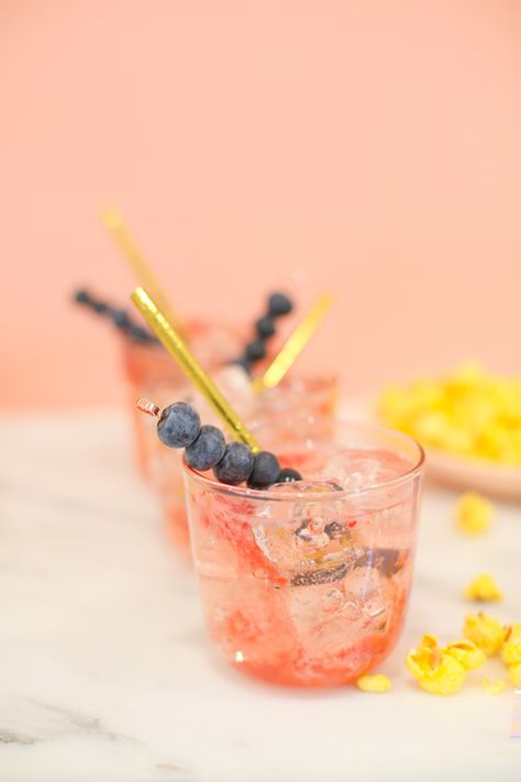 Throw a ladies' movie night with this cocktail recipe. #blueberries #cocktails Pomegranate Cocktail Recipes, Homemade Cocktails, Colorful Cocktails, Fruity Cocktails, Fancy Drinks, Cocktail Recipes Easy, Vodka Drinks, Halloween Drinks, Perfect Cocktails