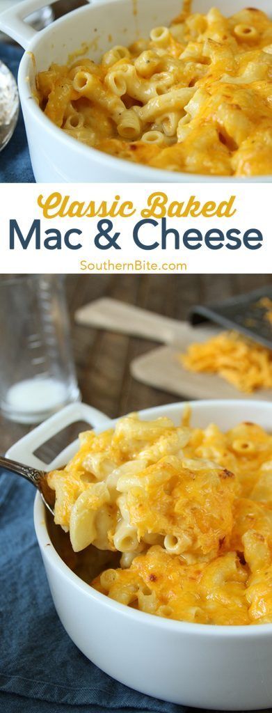 This gooey, cheesy Classic Baked Macaroni and Cheese is a family favorite side that will shine on your supper table! Macaroni And Cheese Southern, Baked Mac And Cheese Recipe, Baked Macaroni And Cheese, Macaroni N Cheese Recipe, Yum Recipes, Baked Mac N Cheese, Baked Macaroni, Mac And Cheese Recipe, Baked Mac