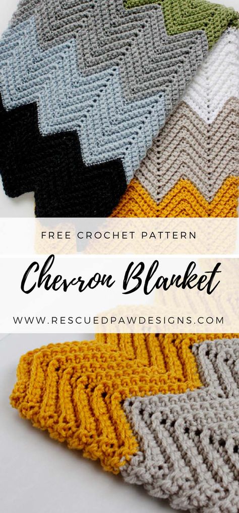 Free Pattern - Crochet Chevron Blanket - Click to make now or Pin and Save for Later! Crochet Borders For Blankets, Crochet Chevron Blanket, Chevron Crochet Blanket, Crochet Baby Blanket Sizes, Crochet Zig Zag, Crochet Ripple Afghan Pattern, Chevron Crochet Blanket Pattern, Crochet Chevron Baby Blanket, Chevron Crochet Patterns