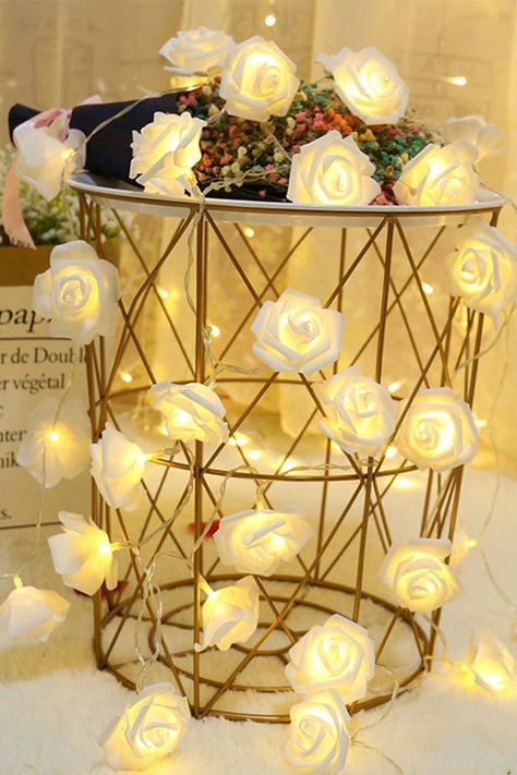 Rattan Ball String Lights, Flower Fairy Lights, Garland Wedding Decor, Holiday String Lights, Party Girlande, Star String Lights, String Ball Lights, Led Fairy String Lights, White Rose Flower