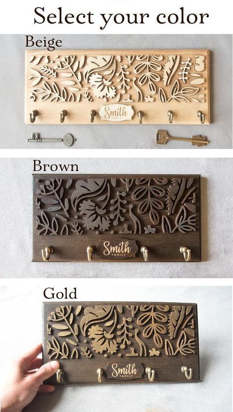 Hook Entryway, Name Wooden Sign, Entryway Organizer Wall, Name Established Sign, Wood Laser Ideas, Drukarka 3d, Laser Cut Decor, Key Holder For Wall, Roommate Gifts