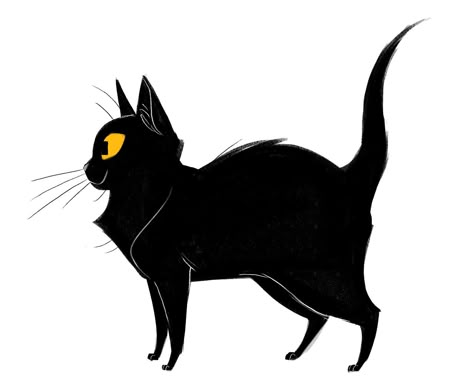 Daily Cat Drawings, Black Cat Cartoon, Black Cat Drawing, Black Cat Anime, Cat Drawings, Cat Cartoon, Small Drawings, A Black Cat, Cat Character