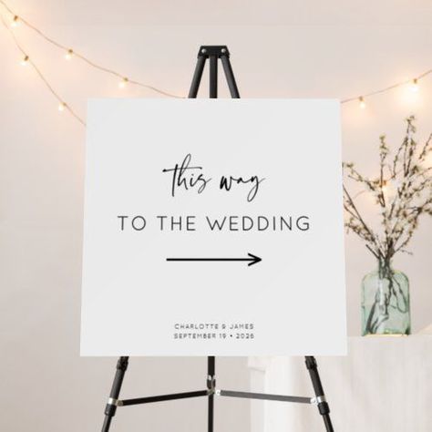 $53.75 | Minimal Calligraphy Black White Arrow Wedding Sign #wedding welcome sign, ceremony directions, day of wedding signage, this way to the wedding, black and white, modern, minimal, calligraphy script, romantic, contemporary Minimal Calligraphy, Signage Wedding, Welcome Sign Wedding, Directional Signage, Wedding Welcome Signs, Wedding Signage, Fathers Day Cards, Wedding Sign, Create Sign