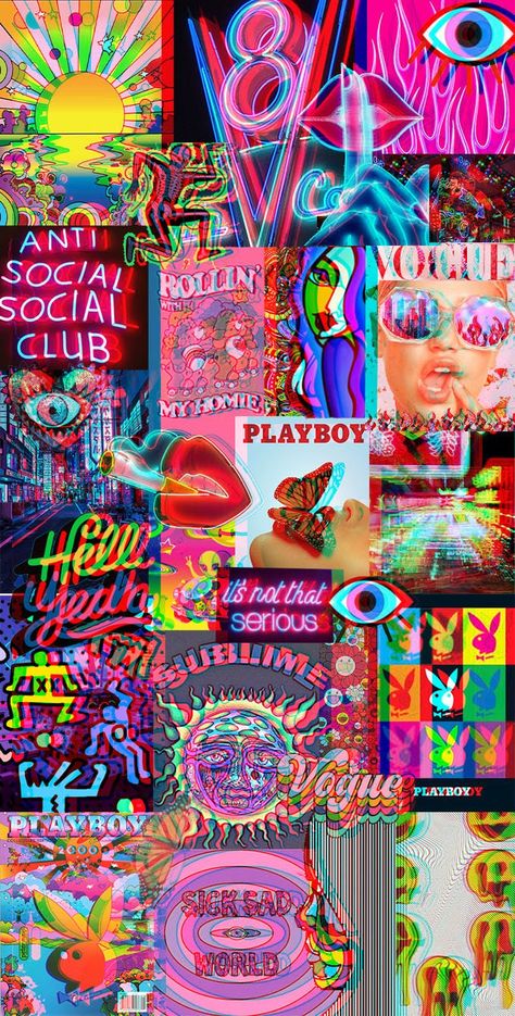 colorful retro collages, one trippier than the other, great for phone backgrounds and wall art. I Spy Photography, Trippy Collage Art, Retro Wall Art Ideas, Retro Collage Wallpaper, Vintage Phone Wallpaper Retro, Backgrounds For Collages, Dark Retro Aesthetic, Retro Art Wallpaper, Multi Color Aesthetic