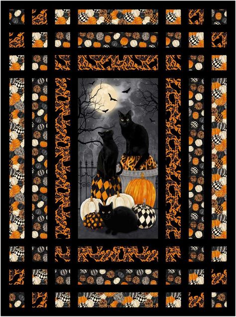 Plaid and a Panel Quilt Kit - Hallow's Eve Northcott Panel Quilts, Halloween Panel Quilts Ideas Layout, Halloween Quilts Ideas Free Pattern, Panel Quilts Ideas Layout Patterns Free, Halloween Quilts Ideas, Halloween Quilt Panels, Quilt Halloween, Autumn Quilt, Panels Design