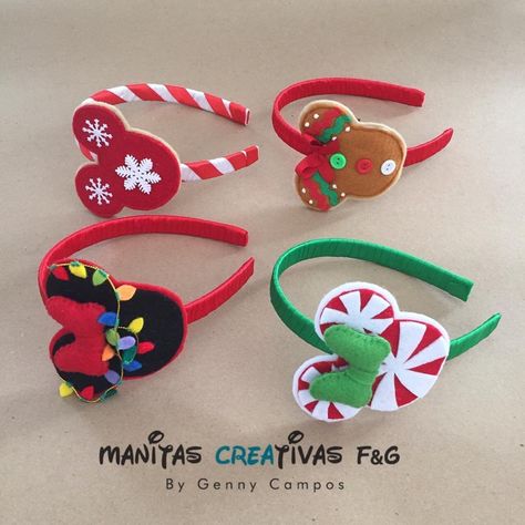 Christmas Headband Diy, Homemade Bows, Holiday Headbands, Christmas Hair Accessories, Christmas Headband, Cute Headbands, Halloween Crafts For Kids, Diy Headband, Christmas Accessories