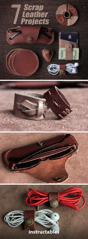 7 Scrap Leather Projects  #leatherworking #accessories Leathercraft Projects Ideas, Leather Things Ideas, Easy Leather Working Projects, Useful Leather Projects, Easy Diy Leather Projects, Leather Patterns Free Printable, Scrap Leather Ideas, Cool Leather Projects, Leather Scraps Ideas Projects