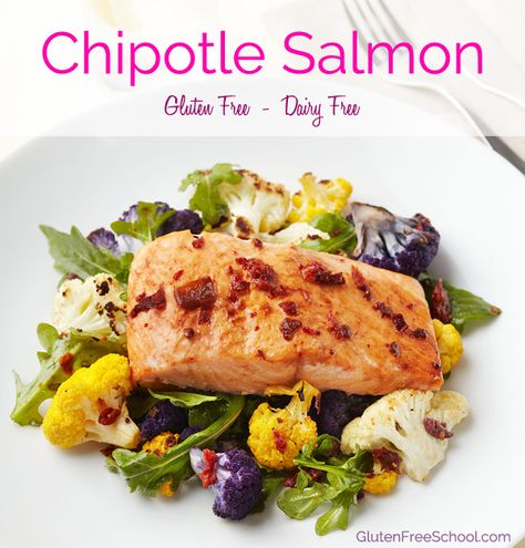 Chipotle Salmon with Arugula Salad - Powered by Gluten Free School Chipotle Salmon, 10 Day Detox Diet, Lucky Food, 10 Day Detox, Dr Mark Hyman, Sugar Detox Diet, Mark Hyman, Gluten Free Dishes, Detox Soup