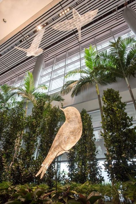 BIRDS - Cédric Le Borgne's Portfolio Chettinad House, Changi Airport Singapore, Lighting Sculpture, Mother's Day Theme, Selfie Wall, Changi Airport, Green Facade, Airport Design, Sculpture Park