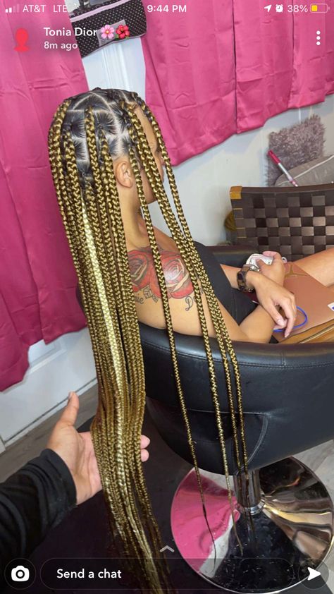 613 Jumbo Knotless Braids, Large Blonde Knotless Box Braids, Blonde Jumbo Braids, Large Knotless Box Braids With Color, Blonde Jumbo Knotless Braids, 27 Knotless Braids, 27 And 613 Knotless Braids, Braids Sizes, Box Braids Sizes