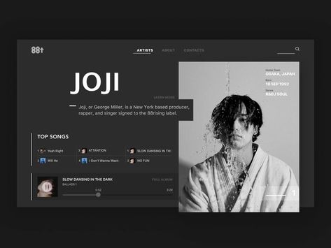 #landing #uxui #design #firstpage #web #site #website #joji Music Layout, 88 Rising, Uxui Design, Music App Design, Music Website, Music Sites, Japan Music, One Page Website, Music Web