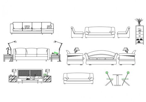 Detail Elevation of sofa-set layout file in dwg format Sofa Elevation Drawing, Sofa Elevation, Elevation Details, Living Room Elevation, Drawing Room Furniture, Section Drawing, Elevation Drawing, Architecture Portfolio Design, Interior Design Drawings