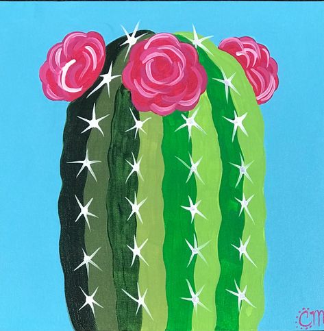 Easy Cactus Painting, Succulent Painting, Retro Painting, Nature Art Drawings, Cactus Painting, Canvas Painting Tutorials, Cute Canvas Paintings, Easy Canvas Art, Desert Art