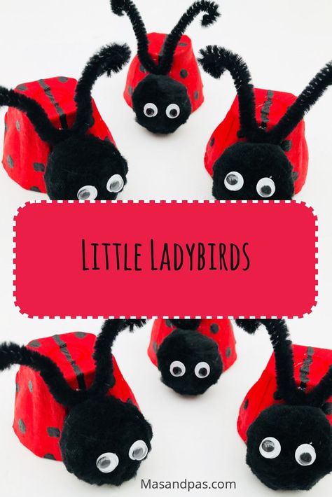 How cute are these little egg box ladybirds? A quick and easy craft for kids. Egg Carton Ladybug Craft, The Very Lazy Ladybird Activities, The Very Lazy Ladybug Activities, Ladybirds Eyfs Activities, The Bad Tempered Ladybird Activities, Mini Beasts Crafts, The Bad Tempered Ladybird Eyfs, Ladybird Activities Eyfs, Ladybird Crafts For Kids