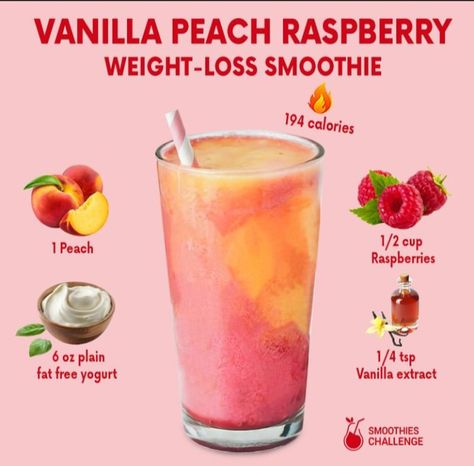 Raspberry Peach Smoothie, Glow Drink, Fun Drink Recipe, Peach Raspberry, Peach Smoothie, Fruit Smoothie Recipes Healthy, Homemade Cookbook, Easy Healthy Smoothies, Smoothie Recipes Healthy Breakfast