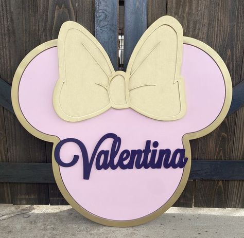 Minnie Mouse Wall Decor customize in a variety of colors and sizes for your Nursery or Party! Disney Nursery Decor, Minnie Mouse Outline, Minnie Mouse Bedroom, Mouse Nursery, Laser Cut Decor, Name Decorations, Custom Canopy, Disney Nursery, Nursery Name Sign