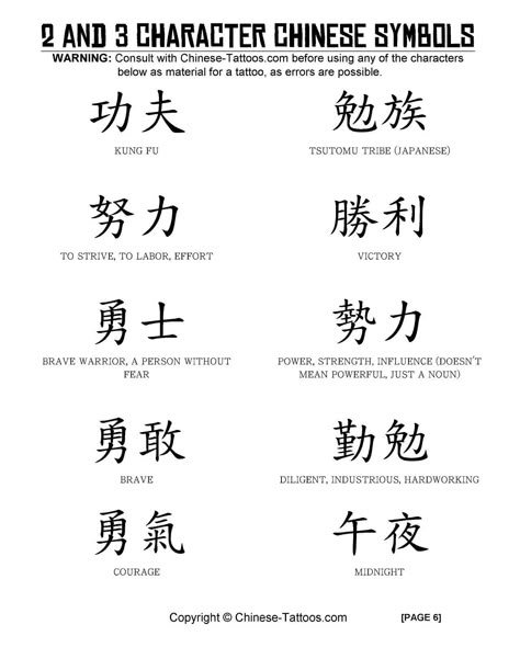 Chinese tattoo designs and symbols using 2 and 3 characters Chinese Tattoo For Women With Meaning, Chinese Tattoo Meanings, Meaningful Chinese Tattoo Quotes, Chinese Tattoo Designs, Chinese Letter Tattoos, Chinese Character Tattoos, Small Japanese Tattoo, Chinese Tattoos, Courage Tattoos