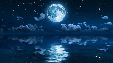 full moon, stars, sea, sky, night, night sky HD wallpaper The Night Sky, Original Wallpaper, Full Moon, Night Sky, Hd Wallpaper, Moon, Stars, Water