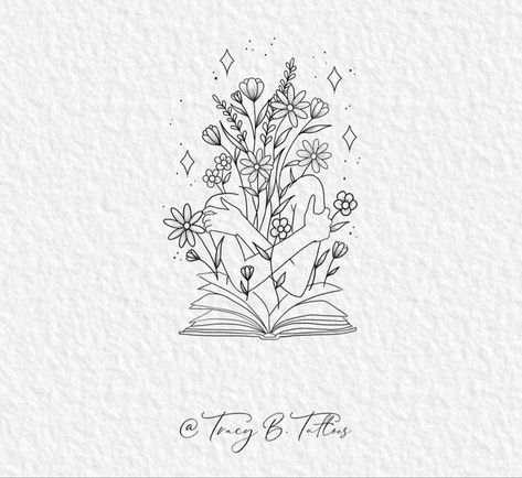 Woman With Book Tattoo, Unique Minimalist Tattoo Self Love, Books And Flowers Tattoo Design, Reading Tattoo Small, Birthflower November Drawing, Book Readers Tattoos, Tattoos About Rising Up, Woman Book Tattoo, Fine Line Tattoo Bookish