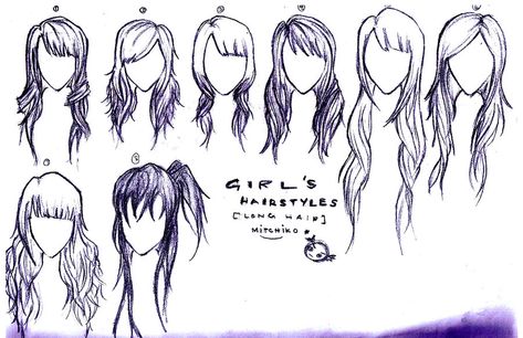 Rocker Hairstyles For Women, Bangs Drawing, Long Hair Drawing, Haircuts Long, Rocker Hair, Anime Hairstyles, Hair Illustration, Long Hair With Bangs, Number 6