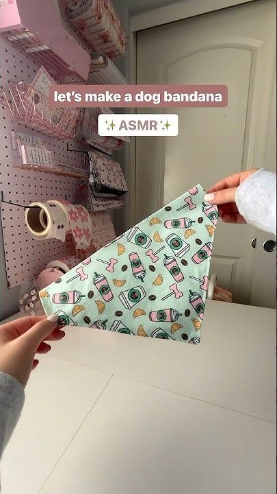 Let’s make a dog bandana ✨ASMR✨ Diy Doggie Bandana Free Pattern, Easy Sew Dog Bandana, Diy Pet Bandana No Sew, Diy Dog Bandana Collar, Dog Hankerchiefs Diy, Diy Dog Collars And Leashes, How To Make A Bandana For A Dog, Diy Dog Bandana With Elastic, How To Make Bandanas For Dogs