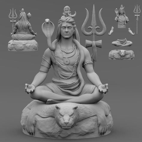 Game Architecture, Ram Art, Ganesha Artwork, Zbrush Models, Mural Art Design, Best 3d Printer, Shiva Statue, Shiva Art, Shree Ram