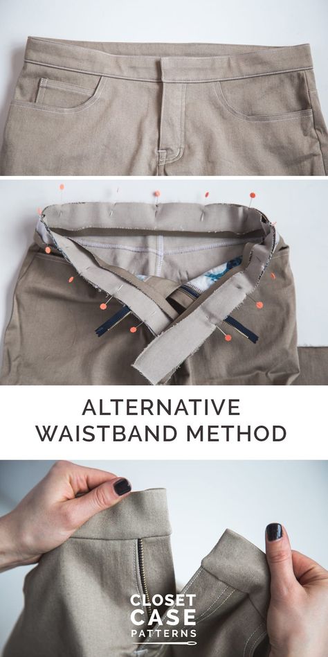 An in-depth sewing tutorial for sewing a jeans waistband from Closet Core Patterns Pants Alterations, Sewing Tutorials For Beginners, Ginger Jeans, Sewing Jeans, Sewing Pants, Beginner Sewing Projects Easy, Leftover Fabric, Sewing Projects For Beginners, Sewing Skills