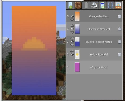 Sunset Banner Minecraft, Minecraft Banner Designs Recipe, Minecraft Mushroom Banner, Cute Minecraft Banner Ideas, Minecraft Flags Banners, Minecraft Banners Designs, Mc Banner Designs, Banner Ideas Minecraft, Cute Minecraft Banner Designs