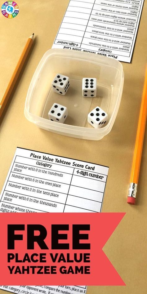 Yahtzee Score Sheets, Place Value Game, Math Night, Grade 6 Math, Math Place Value, Fourth Grade Math, Math Intervention, Second Grade Math, Third Grade Math