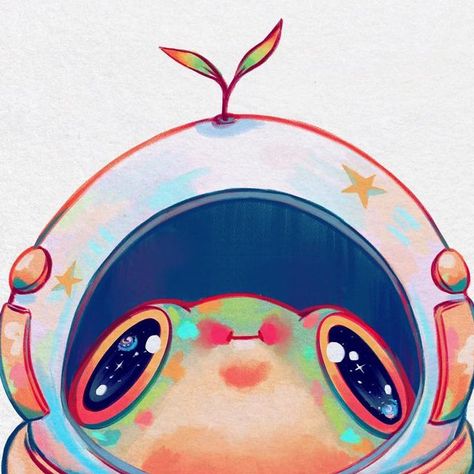 Frog Astronaut, Illustration Astronaut, Mushroom Core, Creatures Art, Goblin Core, Frog Art, Cottage Core Aesthetic, September 8, Cute Frogs