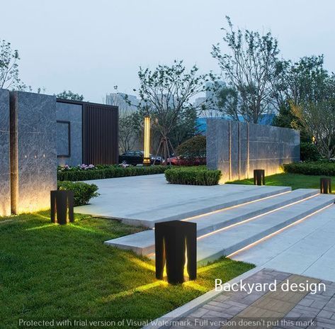 decor decoration decorations- Backyard Landscaping Contemporary, Modern Backyard Lighting, Dream Garden Modern, Large Garden Landscaping, Outdoor Pool Lighting, Modern Garden Inspiration, Modern Garden House, Modern Garden Landscape, Modern Pathway