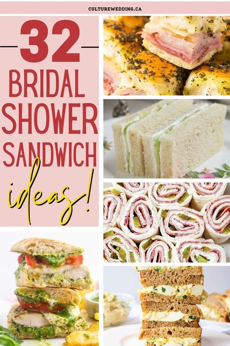 32 Mouth-Watering Bridal Shower Sandwiches Shower Sandwich Ideas, Gourmet Chicken Salad, Shower Sandwiches, Bridal Shower Sandwiches, Cocktail Hour Food, Club Sandwich Recipes, Pinwheel Sandwiches, Tea Sandwiches Recipes, Gourmet Chicken