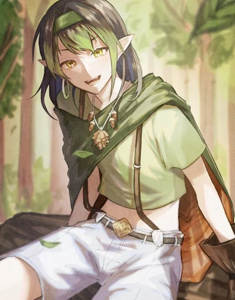 Male Elf, Elf Characters, Persona Anime, Anime Elf, Elves Fantasy, Elf Art, Roleplay Characters, Character Design Male, Green Hair