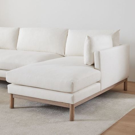 West Elm Couch, Chaise Sectional Sofa, Three Season Room, Sectional Sofa With Chaise, White Couches, Sofa With Chaise, Sofa Cama, Chaise Sectional, Chaise Sofa