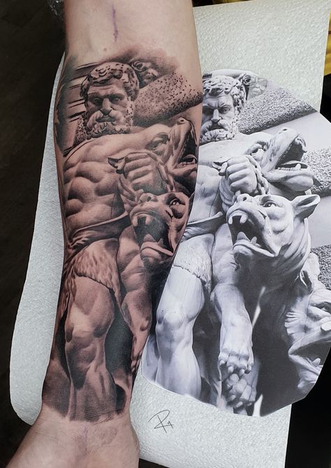 Jt Tattoo, Greek Drawings, Hercules Tattoo, Greek Drawing, Hades Tattoo, Poseidon Tattoo, Animal Sleeve Tattoo, Cherub Tattoo, Spartan Tattoo