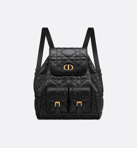 Medium Dior Caro Backpack Black Macrocannage Lambskin | DIOR Dior Caro, Dior Collection, Dior And I, Goyard Bag, Womens Designer Bags, Medium Backpack, Small Lady, Belt Pouch, Black Accessories