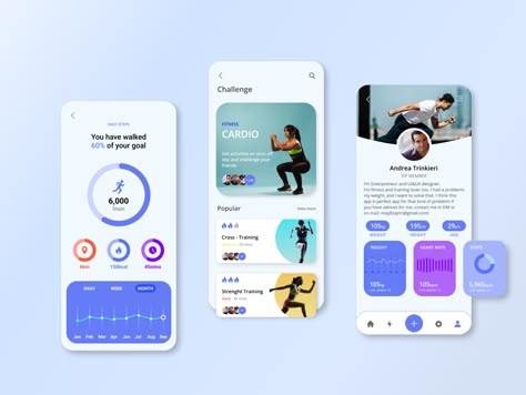 Fitness App Design by Ilija Gavrilovic Free Exercise Apps, Running App, Fitness App, Sport App Design, Routine App, Workout App Design, Health And Fitness App Design, Fitness Apps Design, Fitness App Ui